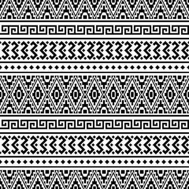 Siyah ve beyaz renklerde kusursuz etnik model vektörü