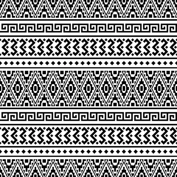 Vector de patrón étnico sin costuras en color blanco y negro — Archivo Imágenes Vectoriales