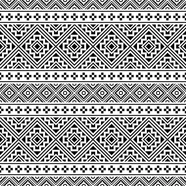 Vecteur de motifs ethniques sans couture de couleur noire et blanche — Image vectorielle