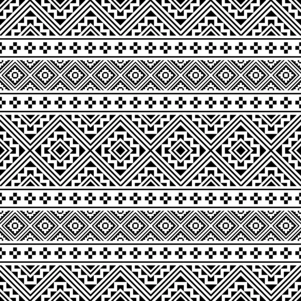 Seamless ethnic pattern vector in black and white color — Stock Vector