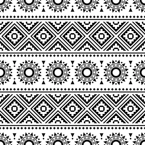 Бесшовный этнический вектор в черно-белом цвете — стоковый вектор