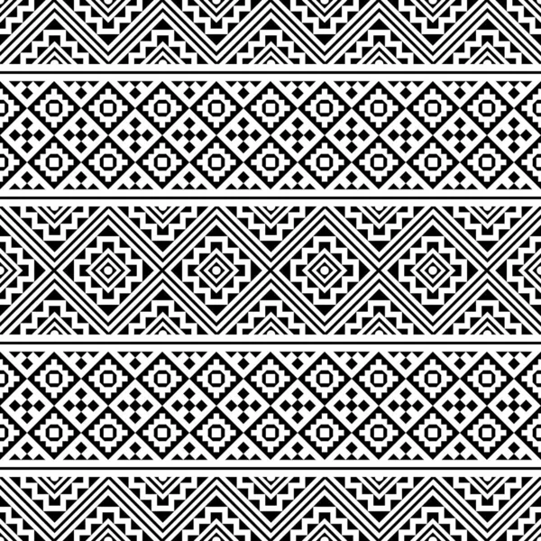Etniczny wzór Azteków Projekt ilustracji w kolorze czarno-białym — Wektor stockowy