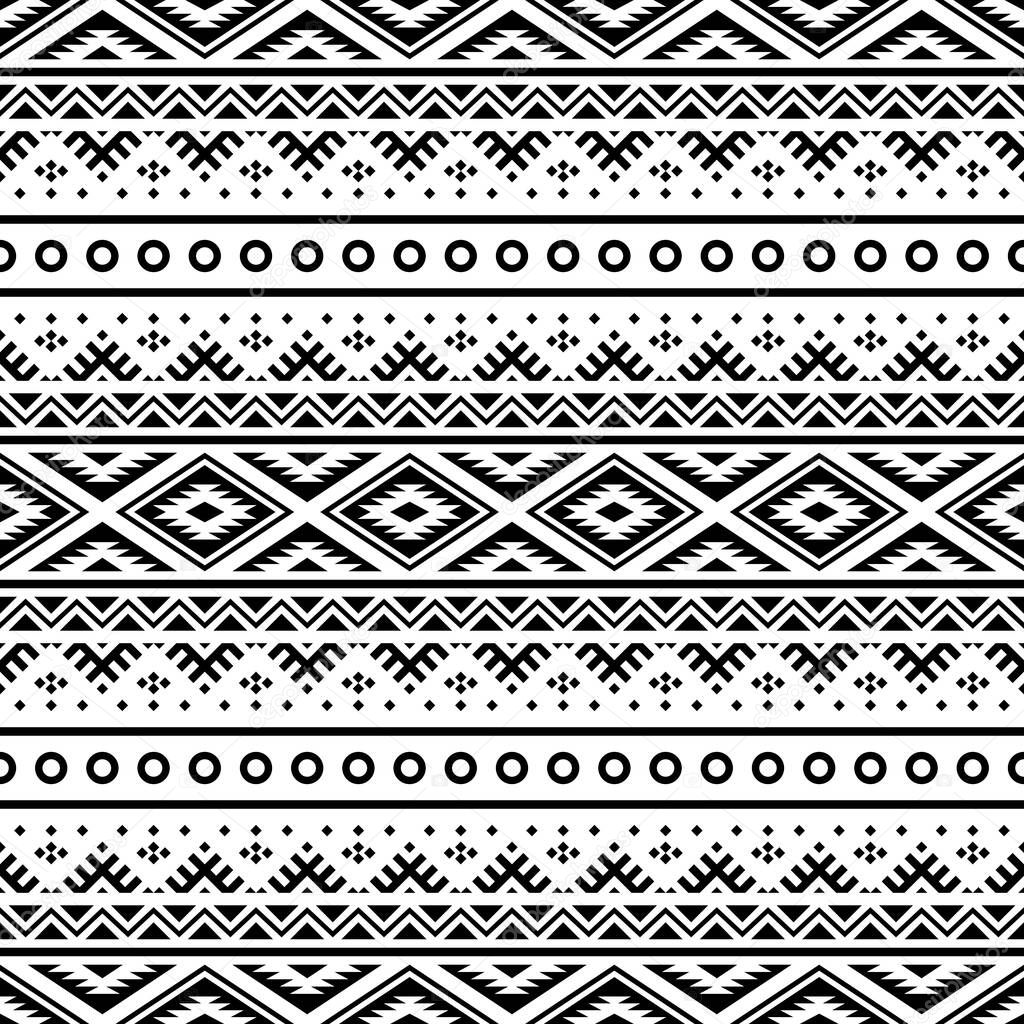 Seamless ethnic pattern. Traditional tribal pattern in black and white color