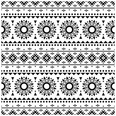 Ikat Aztek etnik tasarımı. Yerli, kusursuz, etnik fayans taşıyıcı illüstrasyonu. Meksika tarzı