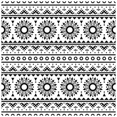 Ikat Aztek etnik tasarımı. Yerli, kusursuz, etnik fayans taşıyıcı illüstrasyonu. Meksika tarzı