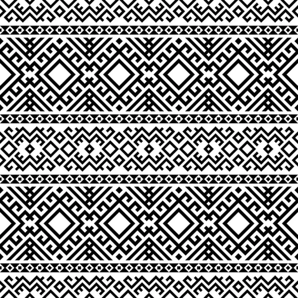 Etnik Aztek desenli tasarım siyah beyaz renkte. Arkaplan, çerçeve, sınır veya dekorasyon için tasarım. Ikat, geometrik desen, yerli Hintli, Navajo, İnka