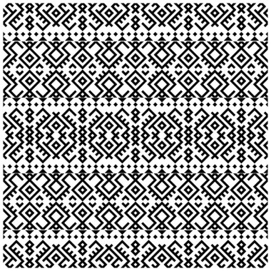 İkat Aztek etnik desensiz siyah beyaz desenli. Etnik İllüstrasyon vektörü.