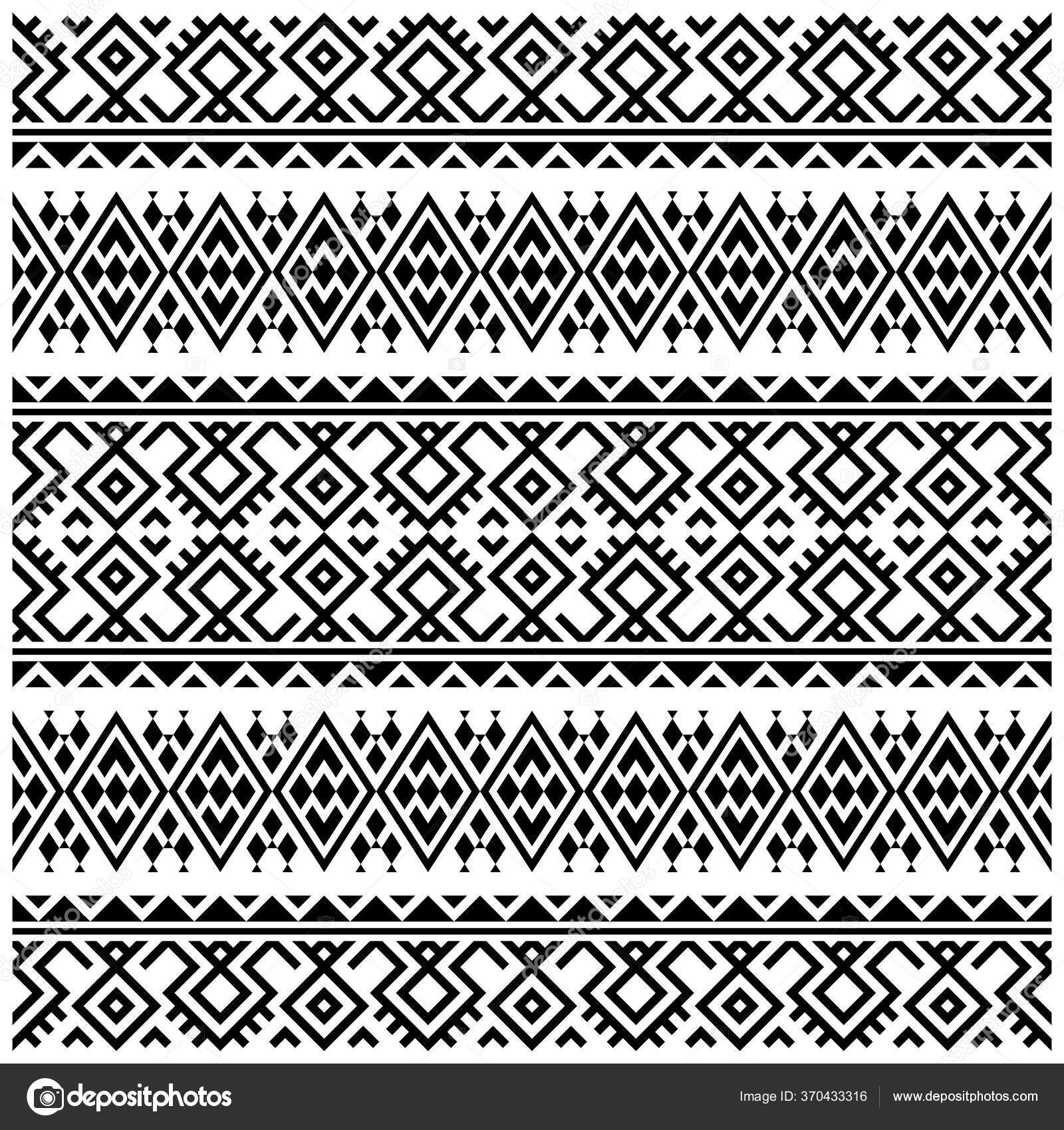 Aztec Ikat Ethnic Pattern Vector Black White Color Stock Vector by ...