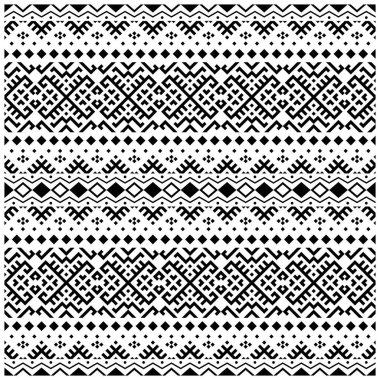 Siyah ve beyaz kabile tasarımlı kusursuz Etnik Desen Çizim vektörü