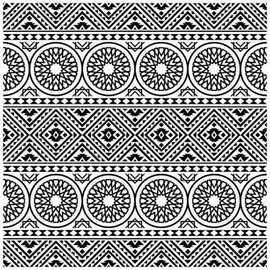 Aztek etnik, pürüzsüz desenli siyah beyaz desenli. Etnik İllüstrasyon vektörü.