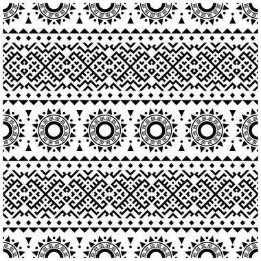 Arkaplan veya çerçeve için siyah ve beyaz renkli kabile etnik deseni