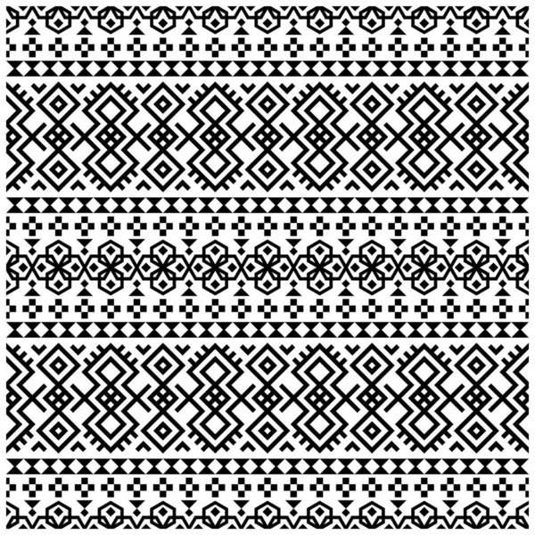 Modèle Sans Couture Ethnique Ikat Aztec Noir Blanc Vecteur Illustration — Image vectorielle