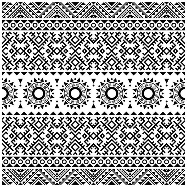 Ikat Ethnic 패턴은 흑백의 흑백의 색법이다 아스텍어 미아어 멕시코어 페루어 — 스톡 벡터