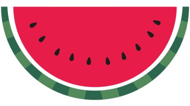 Slice of red ripe watermelon with dark seeds isolated on white background. Graphic of water melon illustration, icon, clip art. Summer concept, freedom symbol, racism symbol. Fruit, berry drawing clipart