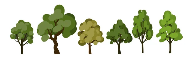 Árbol verde aislado en blanco. Árboles simples . — Vector de stock