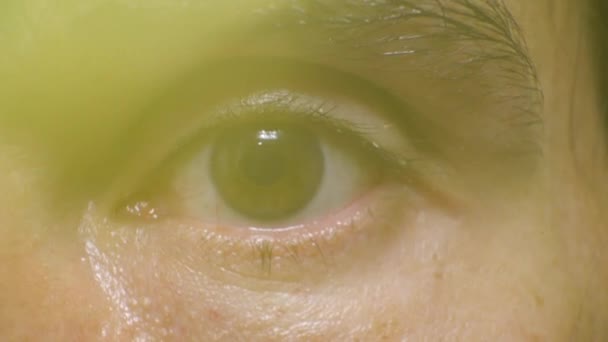 Close-up of eyes, eyelashes, macro, tiredness — Stock Video