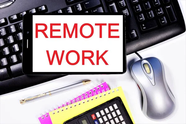 Remote work-writing text on a tablet computer. Work that brings pleasure and decent remuneration for work, stable financial benefits.