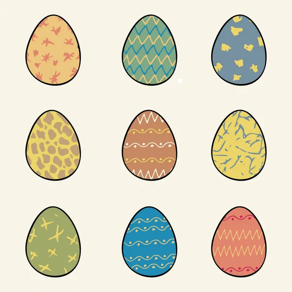 Paskalya yumurtaları seti, koleksiyon beyaz arka planda izole.