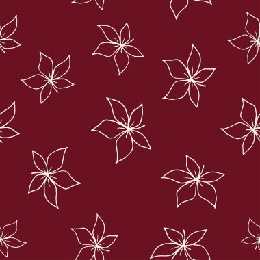 Vector Floral Contours Seamless Pattern.