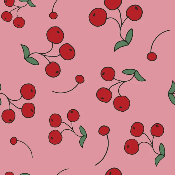 Симпатичный вишневый бесшовный рисунок. Хорошо подходит для текстиля, обертывания, обоев и т.д. . — стоковый вектор