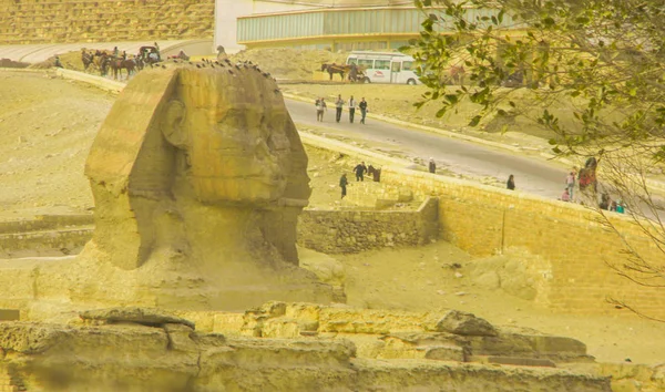 Esfinge Estátua Paisagem Ponto Turístico Património Egipto — Fotografia de Stock