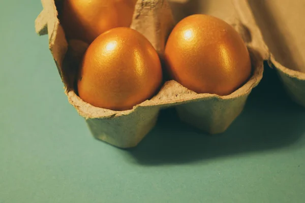 Złote Jajka Opakowaniu Koncepcja Bogactwa Tapeta Wielkanocna — Zdjęcie stockowe