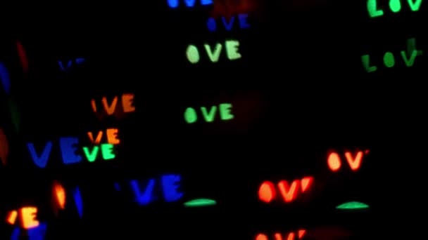 Neon Segno Amore Modello Sfondo San Valentino Colore Nero Parole — Video Stock