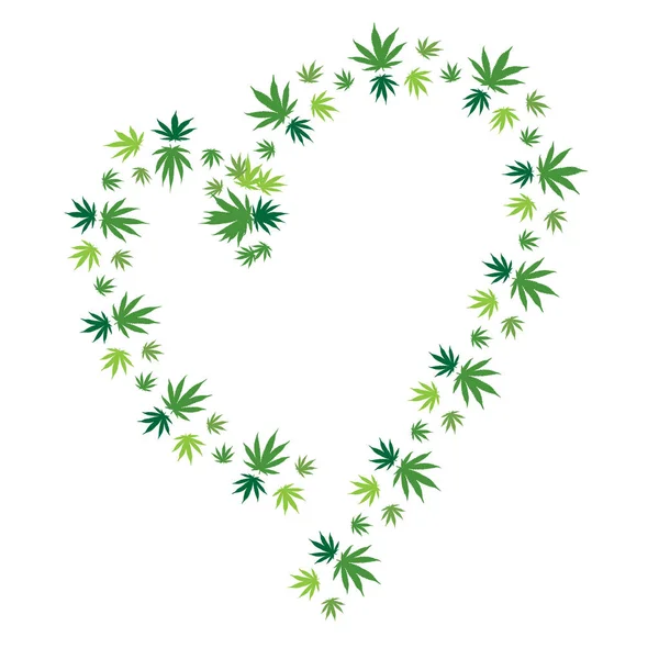 Corazón de cannabis verde brillante — Vector de stock