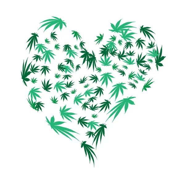鲜绿色大麻的心脏 — 图库矢量图片