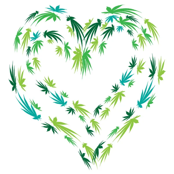 鲜绿色大麻的心脏 — 图库矢量图片