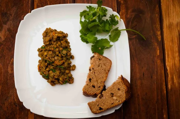 boiled lentils with herbs