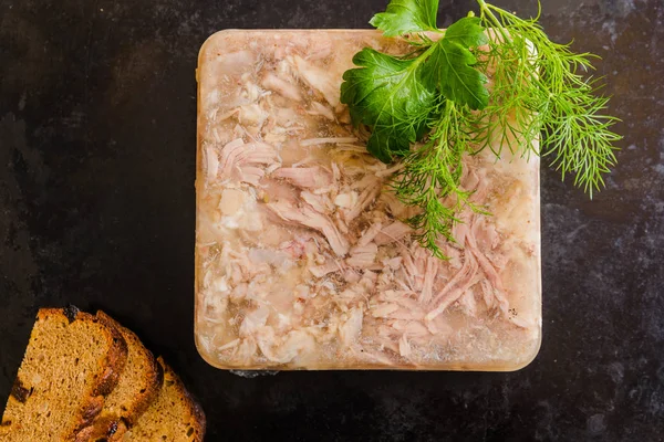 Aspic meat, cold appetizers — Stock Photo, Image