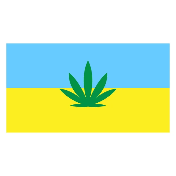 悬挂乌克兰国旗背景下的大麻叶 — 图库矢量图片