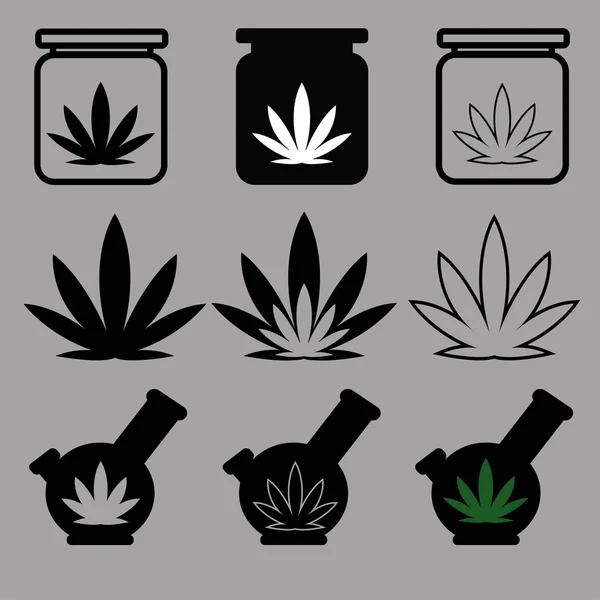 关于大麻使用主题的图标 — 图库矢量图片