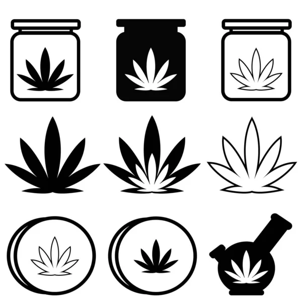 Iconos sobre el tema del consumo de marihuana — Archivo Imágenes Vectoriales