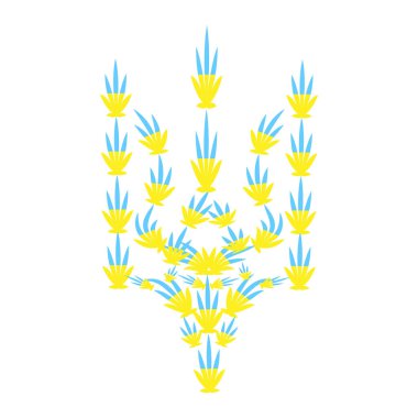 Ukrayna amblemi sarı-mavi kenevir yapraklarından yapılmıştır..