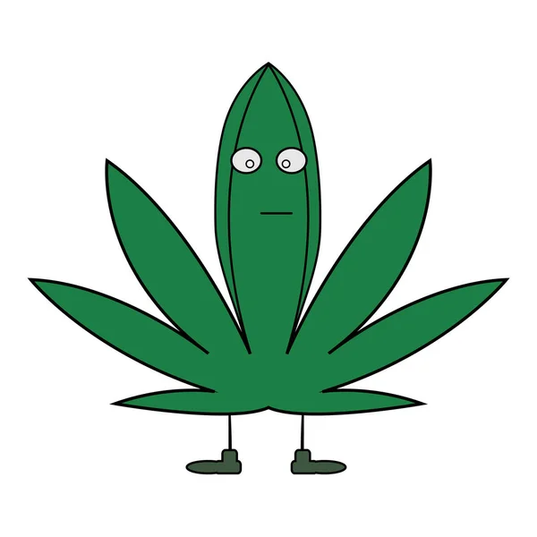 Platte illustratie kawaii icoon cannabis — Stockvector