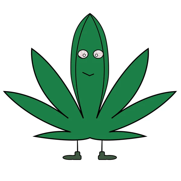 Płaska ilustracja kawaii ikona marihuana — Wektor stockowy