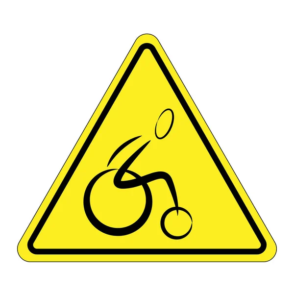 Signe d'attention triangulaire avec un utilisateur de fauteuil roulant — Image vectorielle