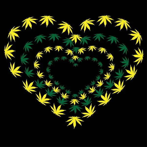 Symbol der Liebe zu Marihuana — Stockvektor