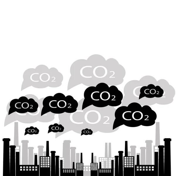 Large plant CO2 emissions — Stock Vector