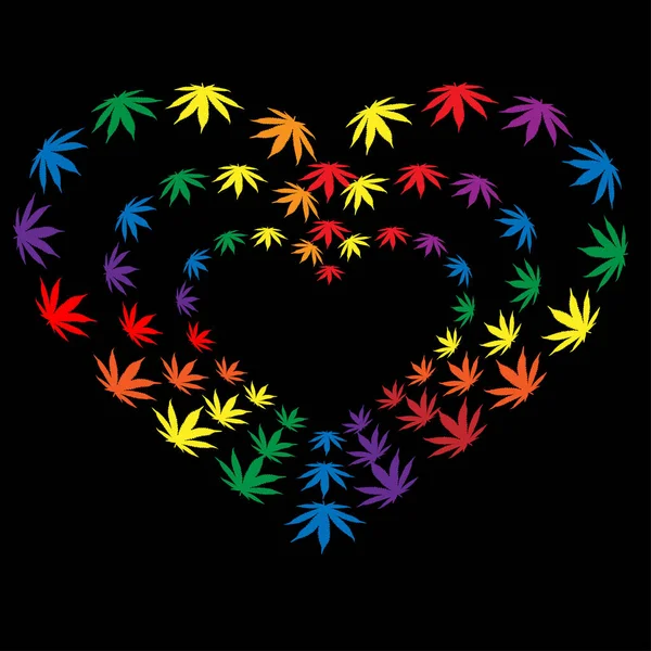 Symbol der Liebe zu Marihuana — Stockvektor
