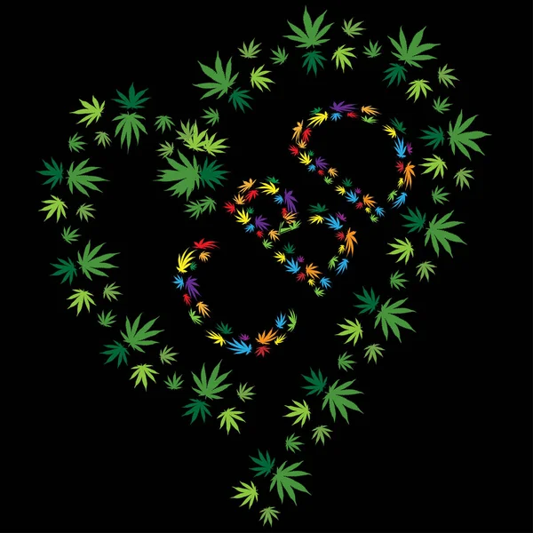 Corazón de cannabis verde brillante — Archivo Imágenes Vectoriales