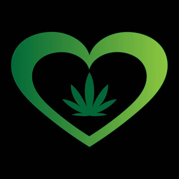 Symbol der Liebe zu Marihuana — Stockvektor