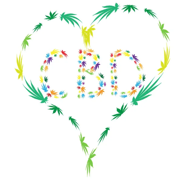 Corazón de cannabis verde brillante — Archivo Imágenes Vectoriales