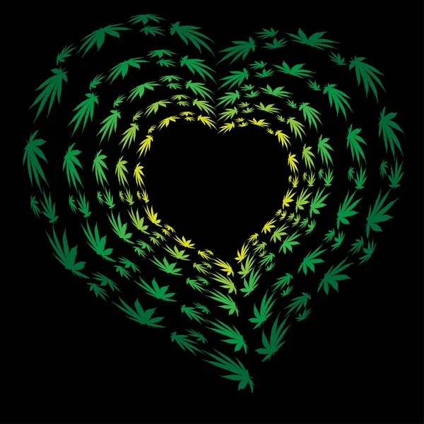 Symbol der Liebe zu Marihuana — Stockvektor