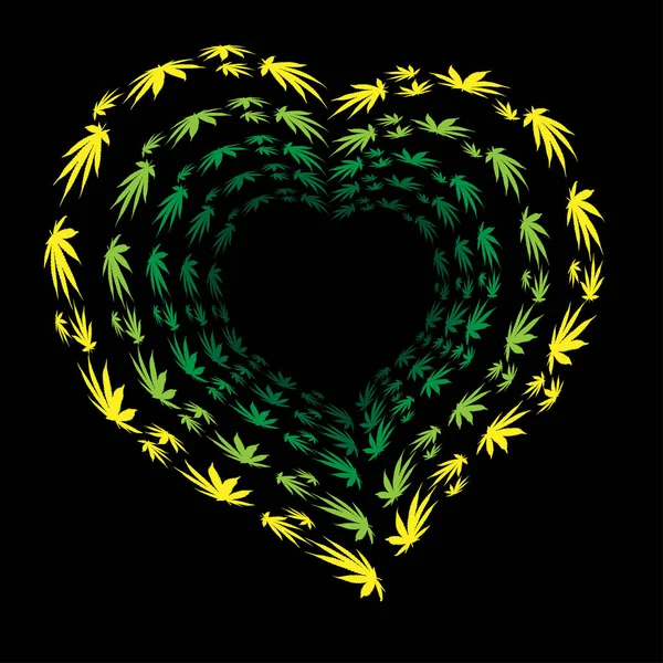 Symbol der Liebe zu Marihuana — Stockvektor