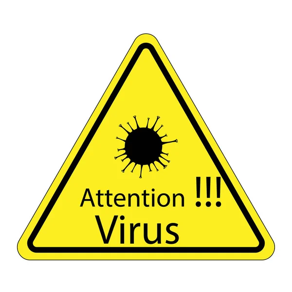 Segno di attenzione con la parola Virus ! — Vettoriale Stock