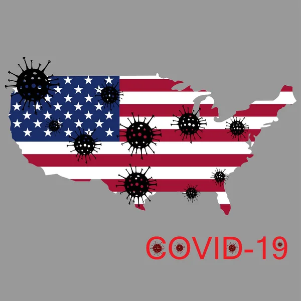 Ohnisko viru Corona s mapou USA — Stockový vektor