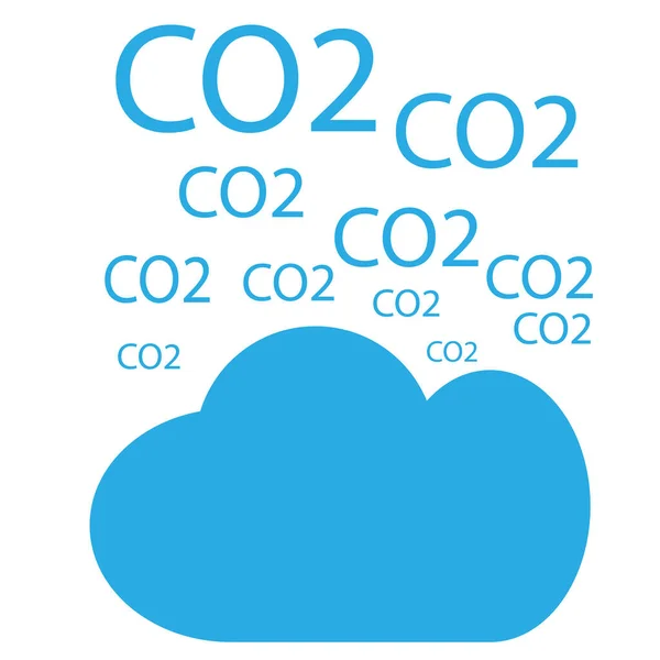 Szén-dioxid-kibocsátás elszigetelt felhőikonban — Stock Vector